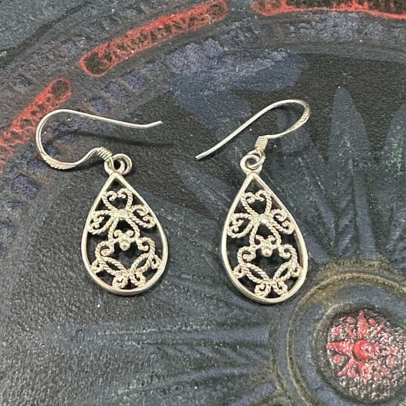 925 stamped silver earrings filigree - Picture 6 of 7